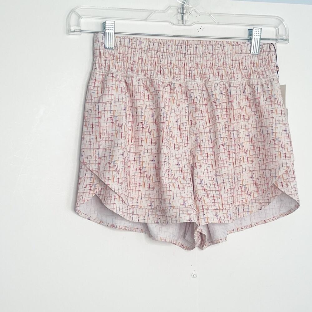 Light Pink Printed Athletic Shorts - Women's Performance Shorts - Picture 3 of 12